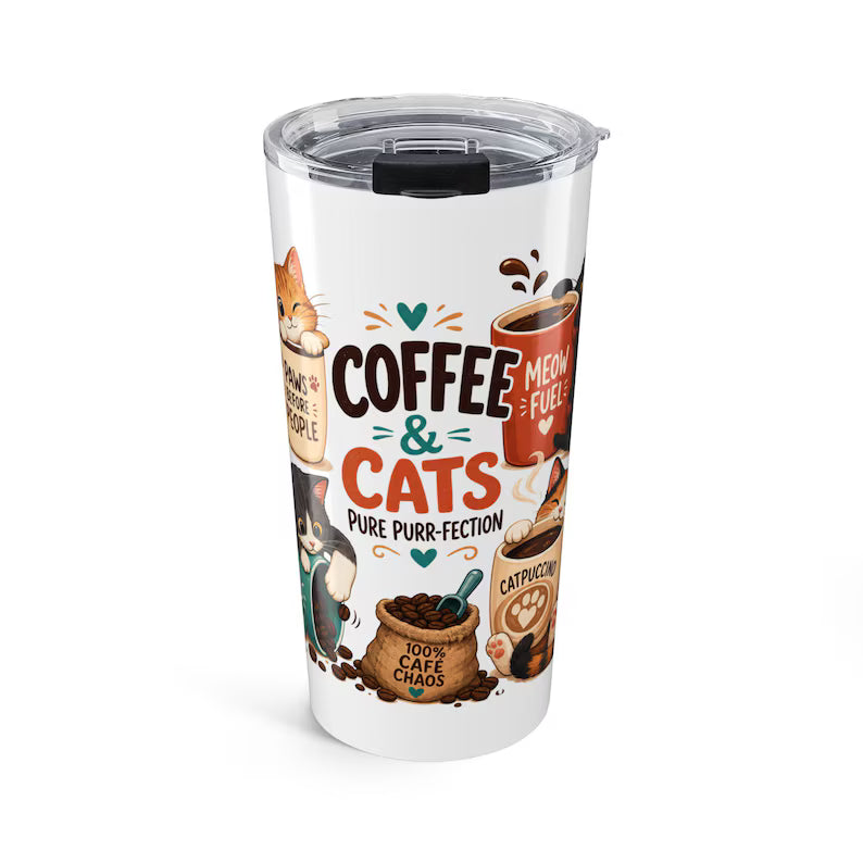 Coffee and Cats Tumbler, 20 oz