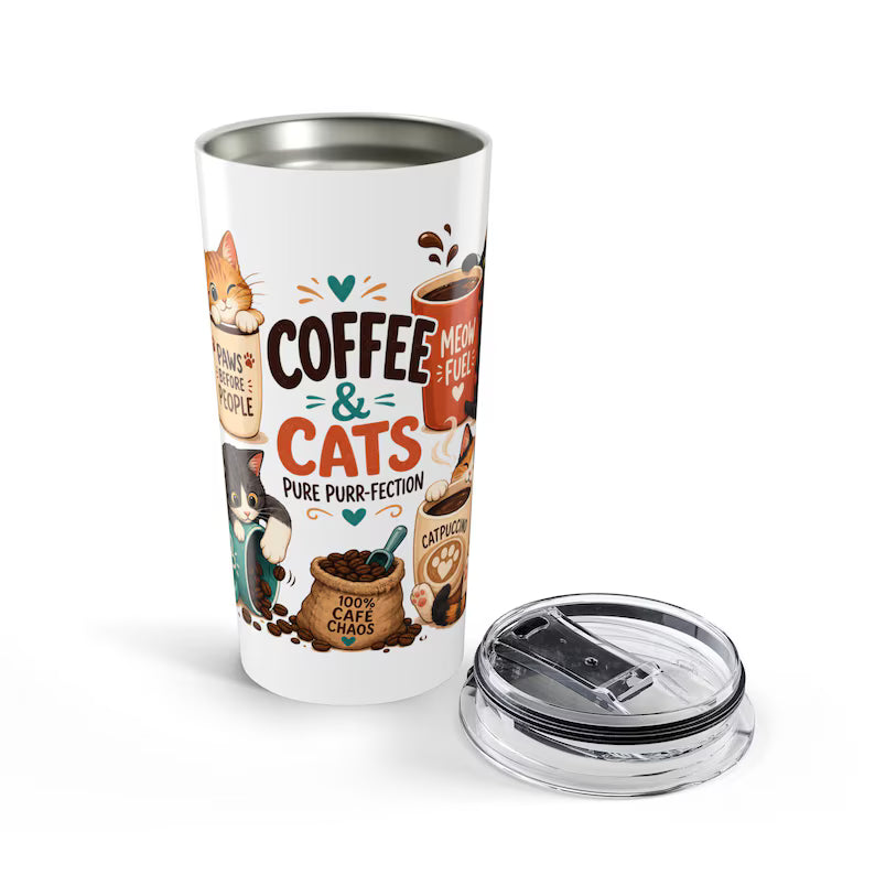 Coffee and Cats Tumbler, 20 oz