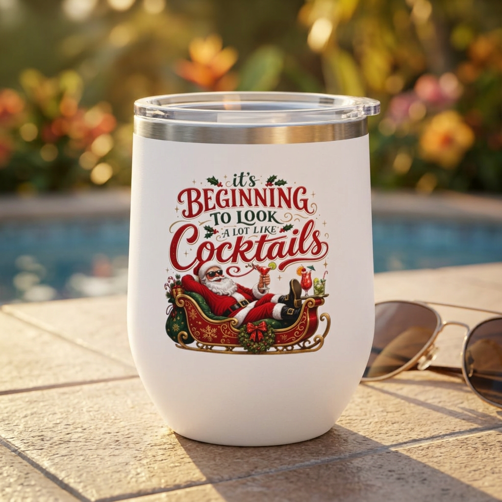 Beginning to Look a Lot Like Cocktails Wine Tumbler, 12 oz
