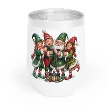 Christmas Elves Wine Tumbler, 12 oz