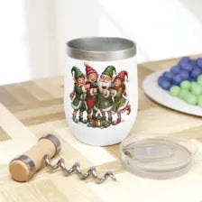 Christmas Elves Wine Tumbler, 12 oz