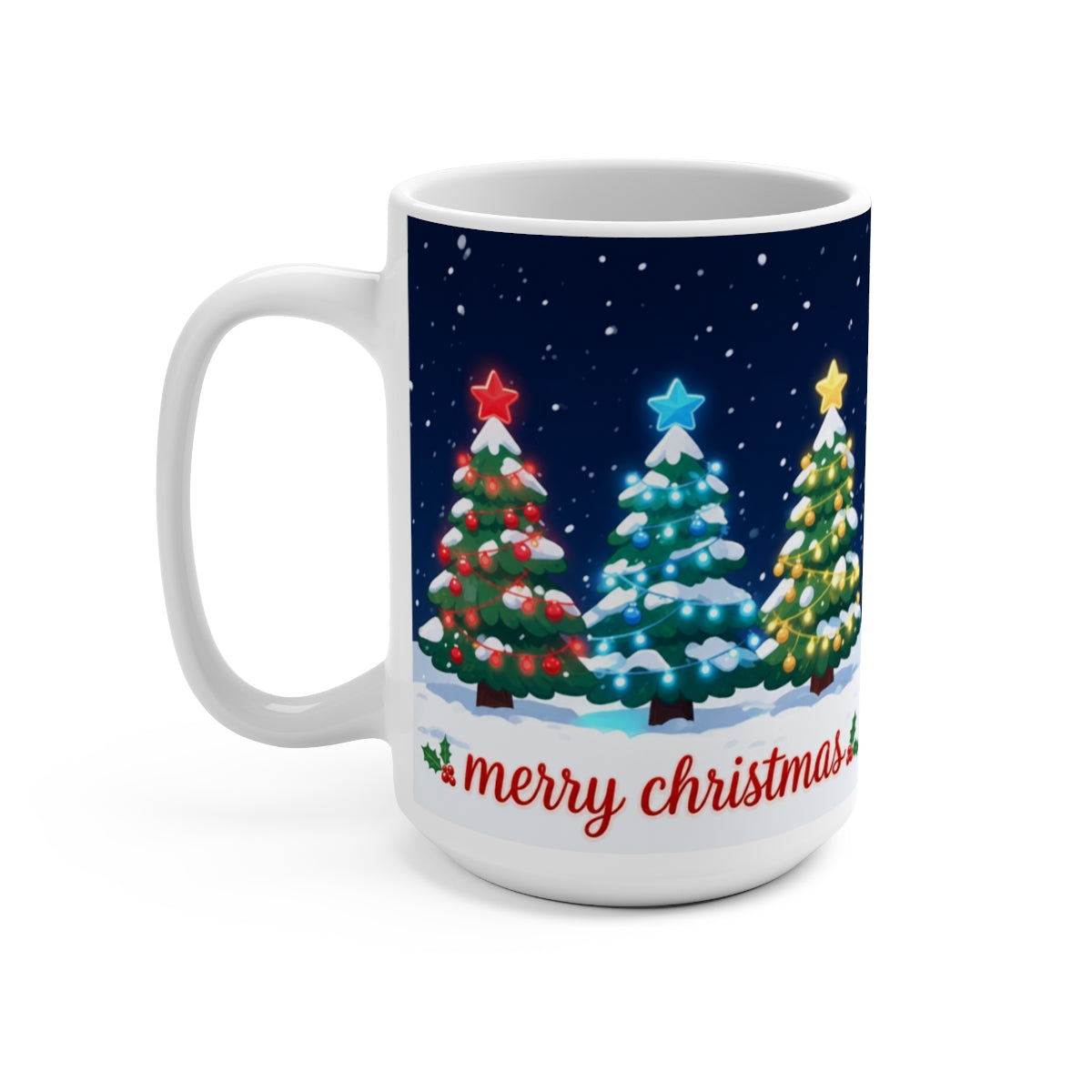 Merry Christmas Tree Trio Mug 11 OZ